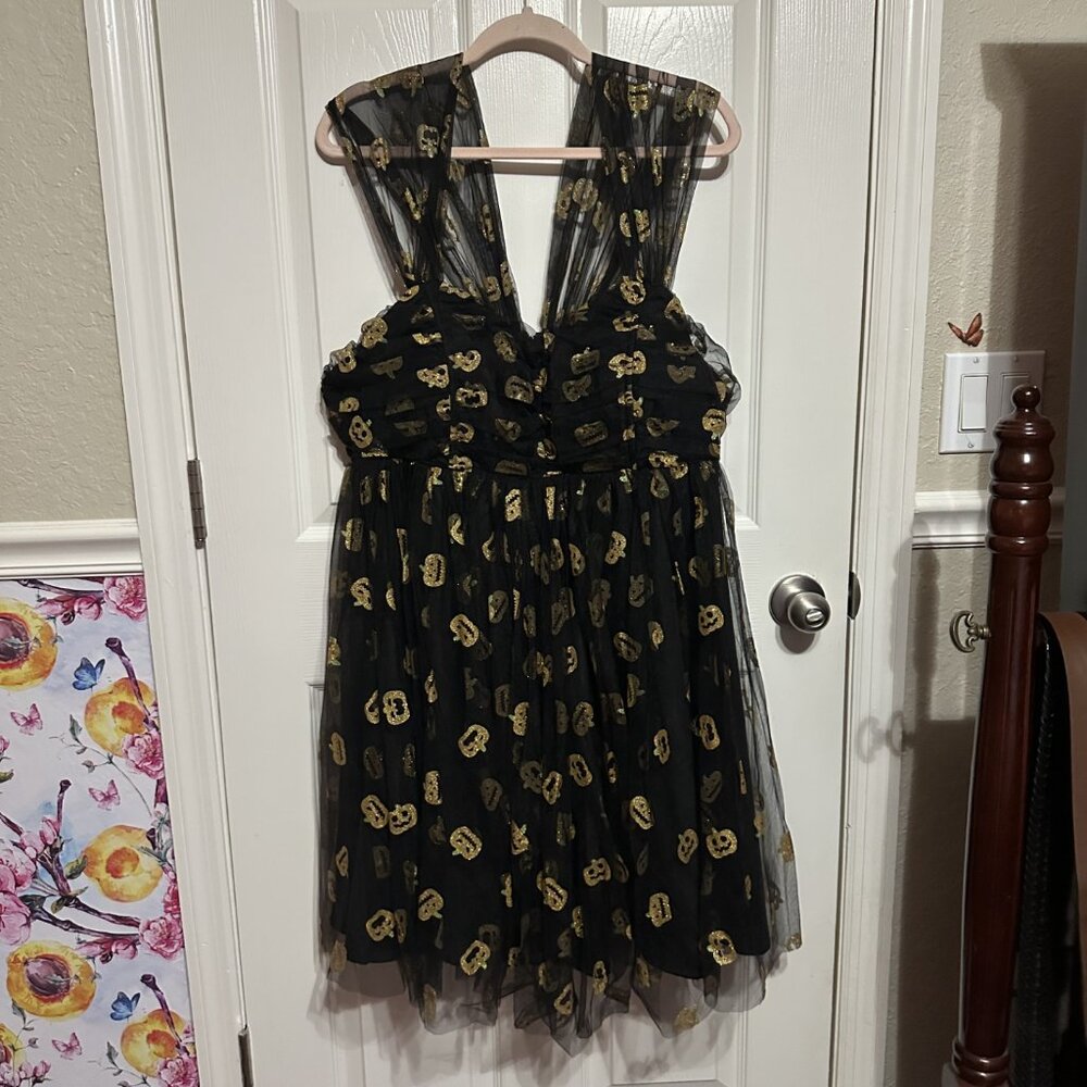 Unique Vintage Heart and Soul Babydoll Dress in Pumpkins - Picture 2 of 4